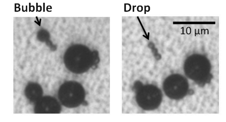 Figure for Submicron nanodrops by gas-to-liquid phase transition